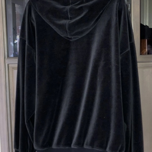 H&M Black Oversized Thick Velour Hoodie Drop Shoulder Kangaroo Winter Cozy Top M - Picture 4 of 7